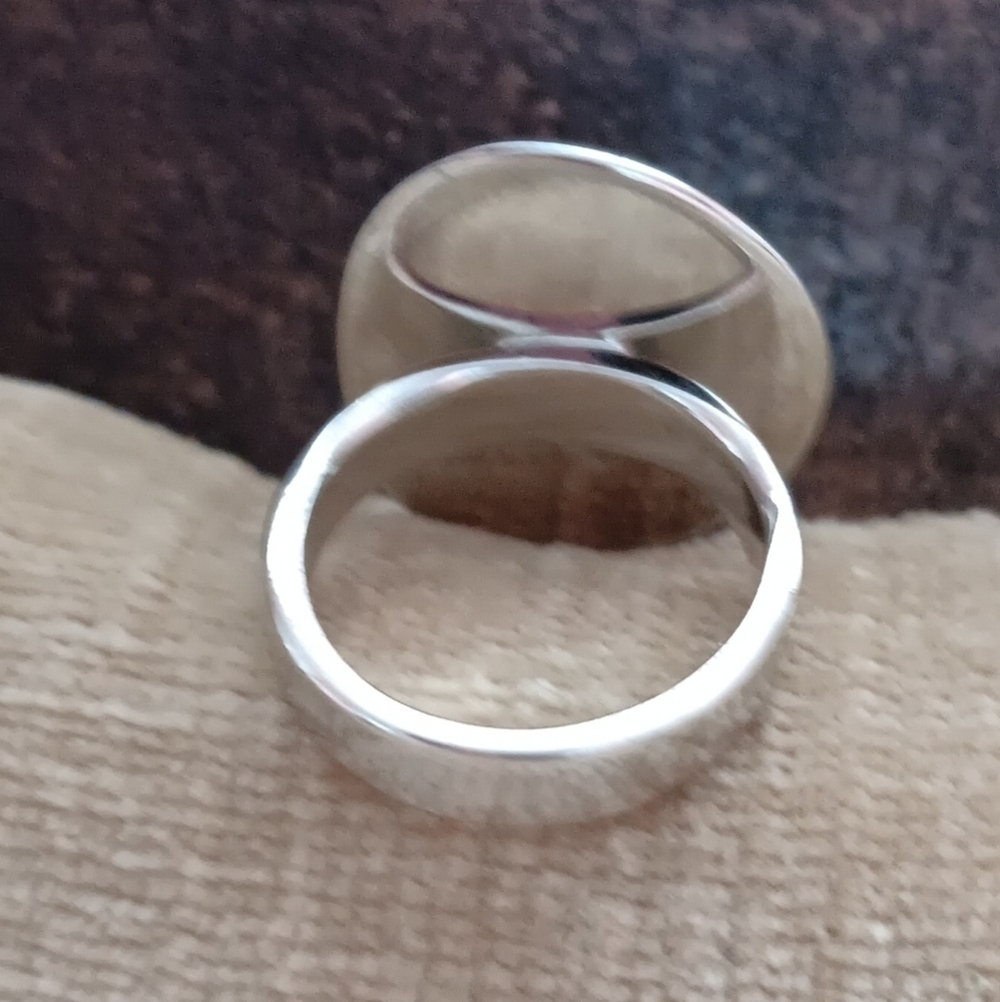 Silver Synthetic Red Stone Set Ring - Picture 3 of 14